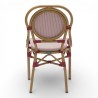 chaise de terrasse parisienne textilene rouge et blanc structure alu rotin empilable