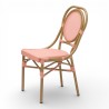 chaise de terrasse parisienne textilène rose structure alu rotin empilable