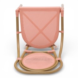 chaise de terrasse parisienne textilène rose structure alu rotin empilable