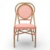 chaise de terrasse parisienne textilène rose structure alu rotin empilable