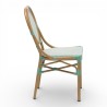 chaise de terrasse parisienne en textilène vert et blanc structure alu rotin empilable