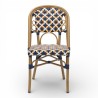 chaise de terrasse parisienne rotin BOURBON, de couleur Blanche, Bleue et jaune. Mobilier de qualité professionnelle.
