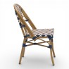 chaise de terrasse parisienne rotin BOURBON, de couleur Blanche, Bleue et jaune. Mobilier de qualité professionnelle.