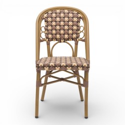 chaise de terrasse parisienne rotin BOURBON, de couleur Marron, crème et beige. Mobilier de qualité professionnelle.
