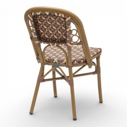 chaise de terrasse parisienne rotin BOURBON, de couleur Marron, crème et beige. Mobilier de qualité professionnelle.