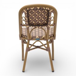 chaise de terrasse parisienne rotin BOURBON, de couleur Marron, crème et beige. Mobilier de qualité professionnelle.