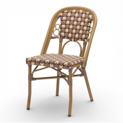 chaise de terrasse parisienne rotin BOURBON, de couleur Marron, crème et beige. Mobilier de qualité professionnelle.