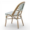 chaise de terrasse parisienne rotin BOURBON, de couleur Blanche, Bleue clair et grise. Mobilier de qualité professionnelle.