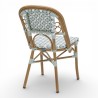 chaise de terrasse parisienne rotin BOURBON, de couleur Blanche, Bleue clair et grise. Mobilier de qualité professionnelle.