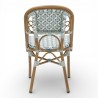 chaise de terrasse parisienne rotin BOURBON, de couleur Blanche, Bleue clair et grise. Mobilier de qualité professionnelle.