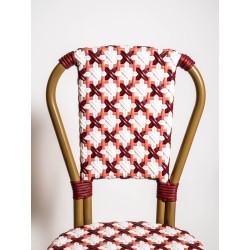 Chaise de terrasse AUTEUIL - Tressage Bordeaux Rose et Blanc