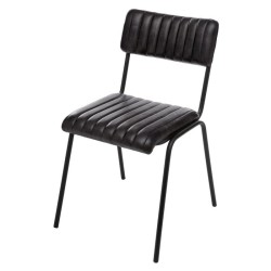 Chaise en cuir RETRO - Noir - structure métal - design industriel dario atmosphera - chaise restaurant