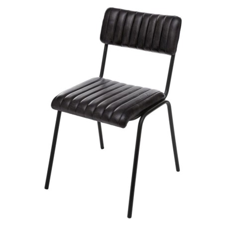 Chaise en cuir RETRO - Noir - structure métal - design industriel dario atmosphera - chaise restaurant