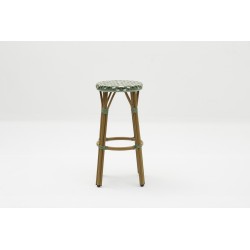 Tabouret de bar TROCA tressage vert, tabouret haut de terrasse bistromania