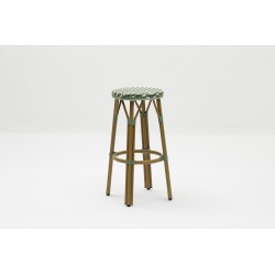 Tabouret de bar TROCA tressage vert, tabouret haut de terrasse bistromania