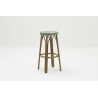 Tabouret de bar TROCA tressage vert, tabouret haut de terrasse bistromania