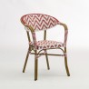 Fauteuil de terrasse Alma tressé rouge et blanc, qualité professionnelle certifiée Bistromania
