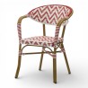 Fauteuil de terrasse Alma tressé rouge et blanc, qualité professionnelle certifiée Bistromania