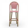 Chaise haute RIVOLI, tressée en rouge et blanc, chaise de bar solide