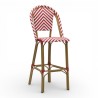 Chaise haute RIVOLI, tressée en rouge et blanc, chaise de bar solide