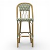 Chaise de bar TROCA, tressée en vert et blanc, chaise haute de repas solide