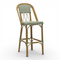Chaise de bar TROCA, tressée en vert et blanc, chaise de repas solide