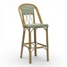 Chaise de bar TROCA, tressée en vert et blanc, chaise de repas solide