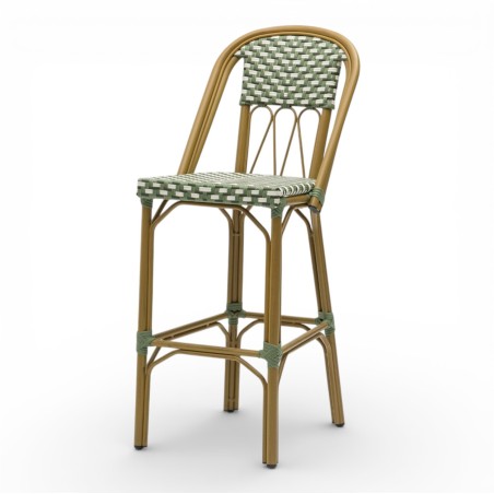 Chaise haute TROCA, tressée en vert et blanc, chaise de repas solide