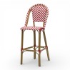 Chaise haute RIVOLI, tressée en rouge et blanc, chaise de bar solide