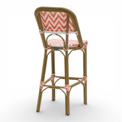 Chaise de bar ALMA - Tressage Orange et Blanc