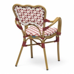 fauteuil de terrasse st germain tressage rouge blanc design rotin