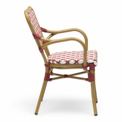 fauteuil de terrasse st germain tressage rouge blanc design rotin