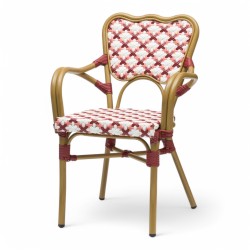 fauteuil de terrasse st germain tressage rouge blanc design rotin