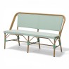 Banquette de terrasse au tressage vert et blanc