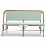 Banquette de terrasse au tressage vert et blanc