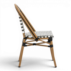 chaise de terrasse parisienne gris noir blanc structure alu rotin empilable