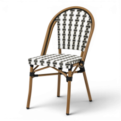 chaise de terrasse parisienne gris noir blanc structure alu rotin empilable