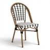 chaise de terrasse parisienne gris noir blanc structure alu rotin empilable