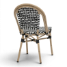 chaise de terrasse parisienne noir blanc structure alu rotin empilable