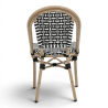 chaise de terrasse parisienne noir blanc structure alu rotin empilable
