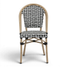 chaise de terrasse parisienne noir blanc structure alu rotin empilable