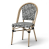 chaise de terrasse parisienne noir blanc structure alu rotin empilable