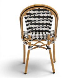 chaise de terrasse parisienne blanc noir structure alu rotin empilable