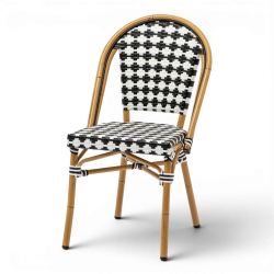 chaise de terrasse parisienne blanc noir structure alu rotin empilable