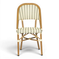 chaise de terrasse parisienne gris blanc structure aluminium rotin empilable