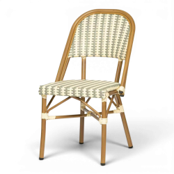 chaise de terrasse parisienne gris blanc structure aluminium rotin empilable