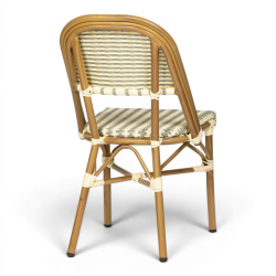 chaise de terrasse parisienne gris blanc structure aluminium rotin empilable