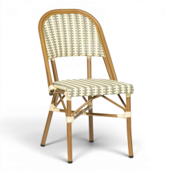 chaise de terrasse parisienne gris blanc structure aluminium rotin empilable