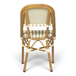 chaise de terrasse parisienne gris blanc structure aluminium rotin empilable