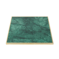 Plateau de table carré VENDÔME - Marbre vert - Cadre laiton